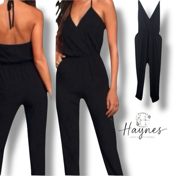 Lulu's Black Halter Jumpsuit - Picture 1 of 12